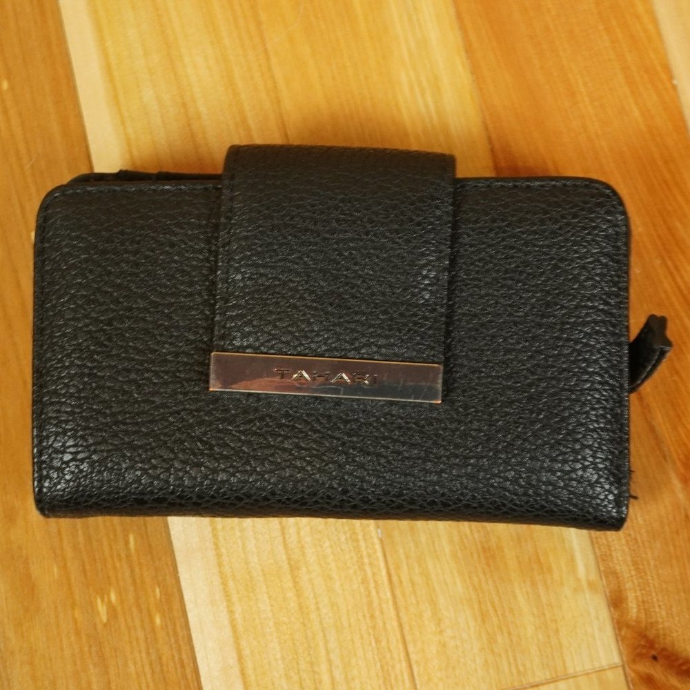 Tahari Black Wallet‎ with Gold Accents
